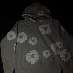 Gray Sweatshirt with White Floral Pattern
